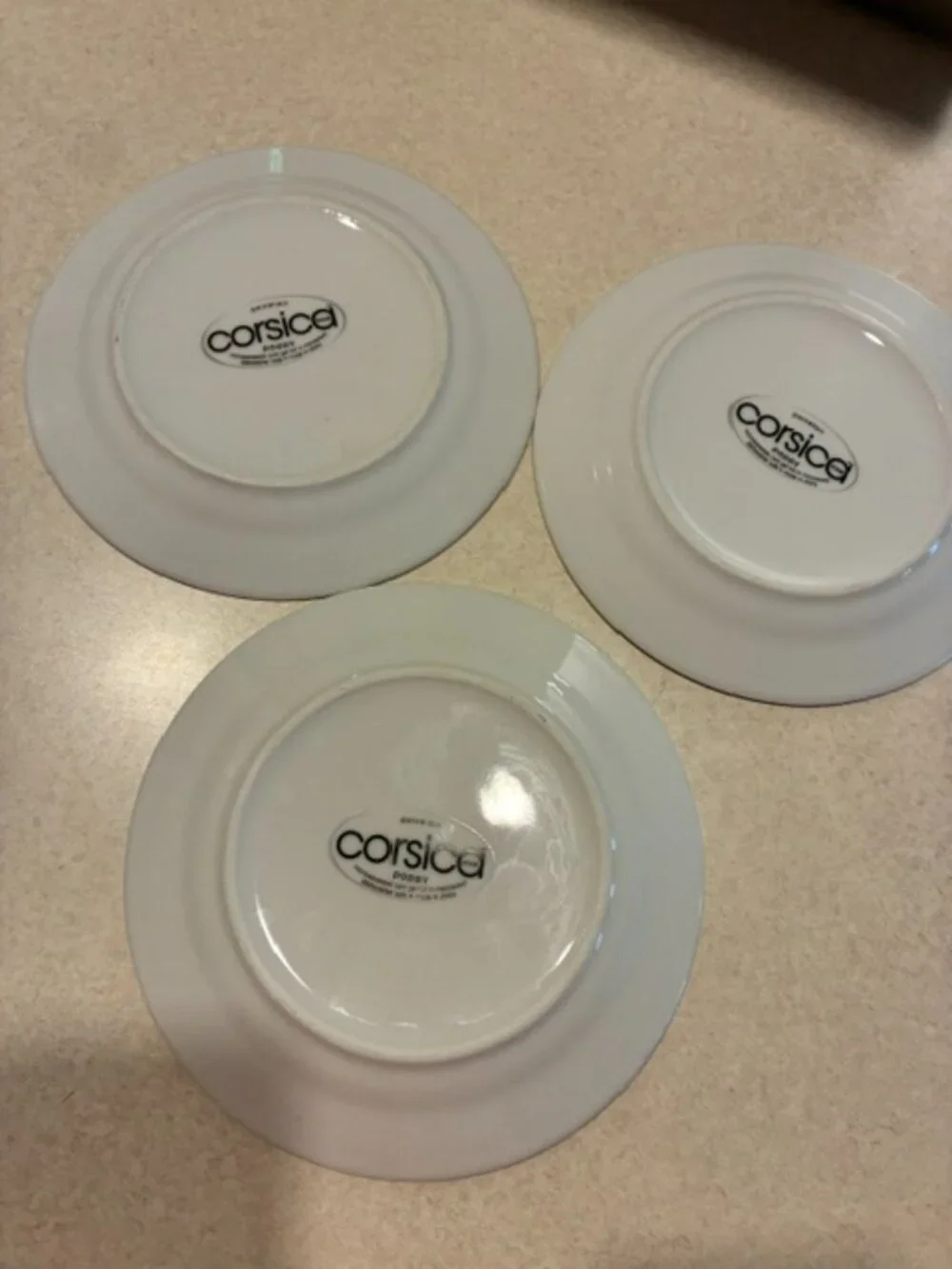 Set of 3 Corsica White Porcelain Orange Poppy 7.5